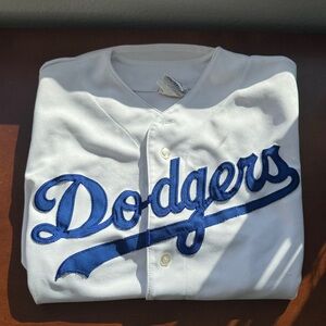 LA Dodgers Majestic Classic White And Blue Jersey